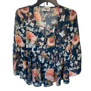 Show‎ Me Your Mumu Poet Tie Fall In Love Floral Top Size Small Feminine Flowy